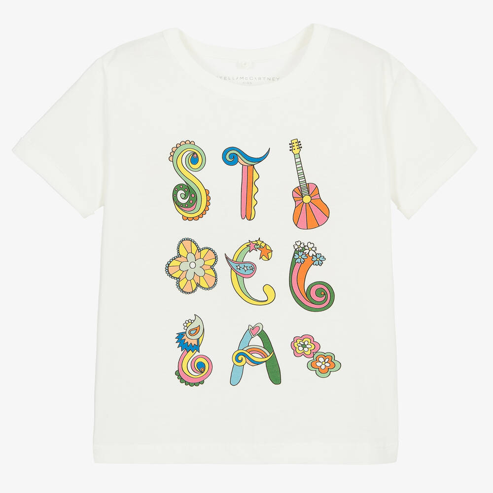 Stella McCartney Kids - Elfenbeinfarbenes Baumwoll-T-Shirt | Childrensalon