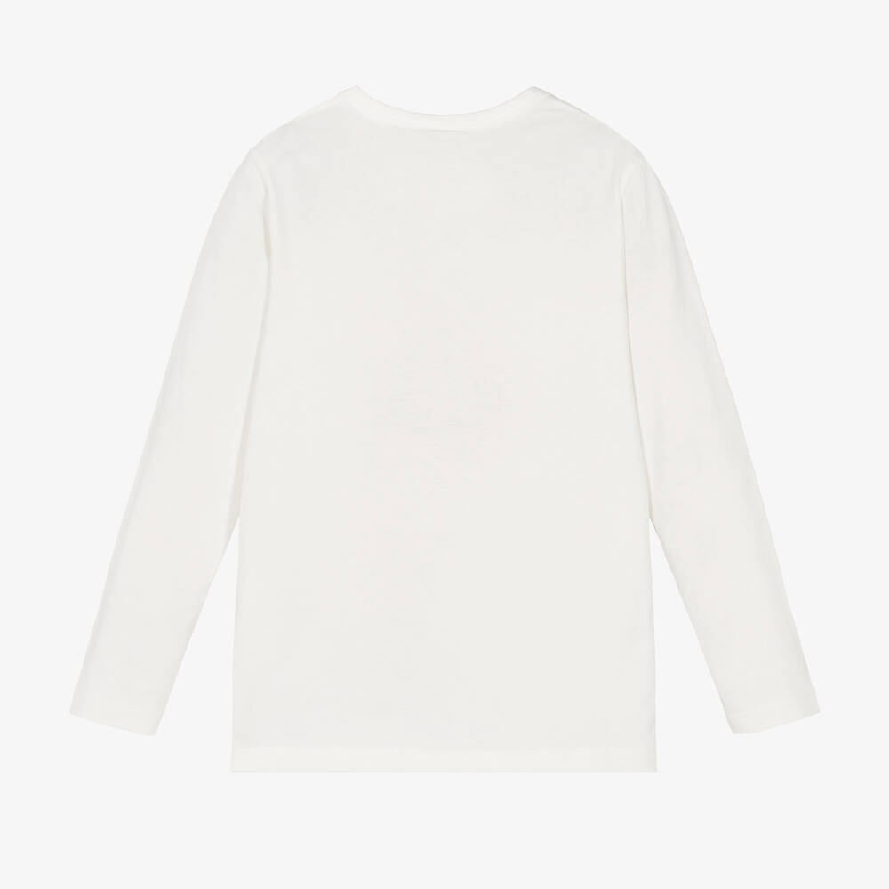 Stella McCartney Kids-Кремовый хлопковый топ с радугой и единорогом | Childrensalon Outlet