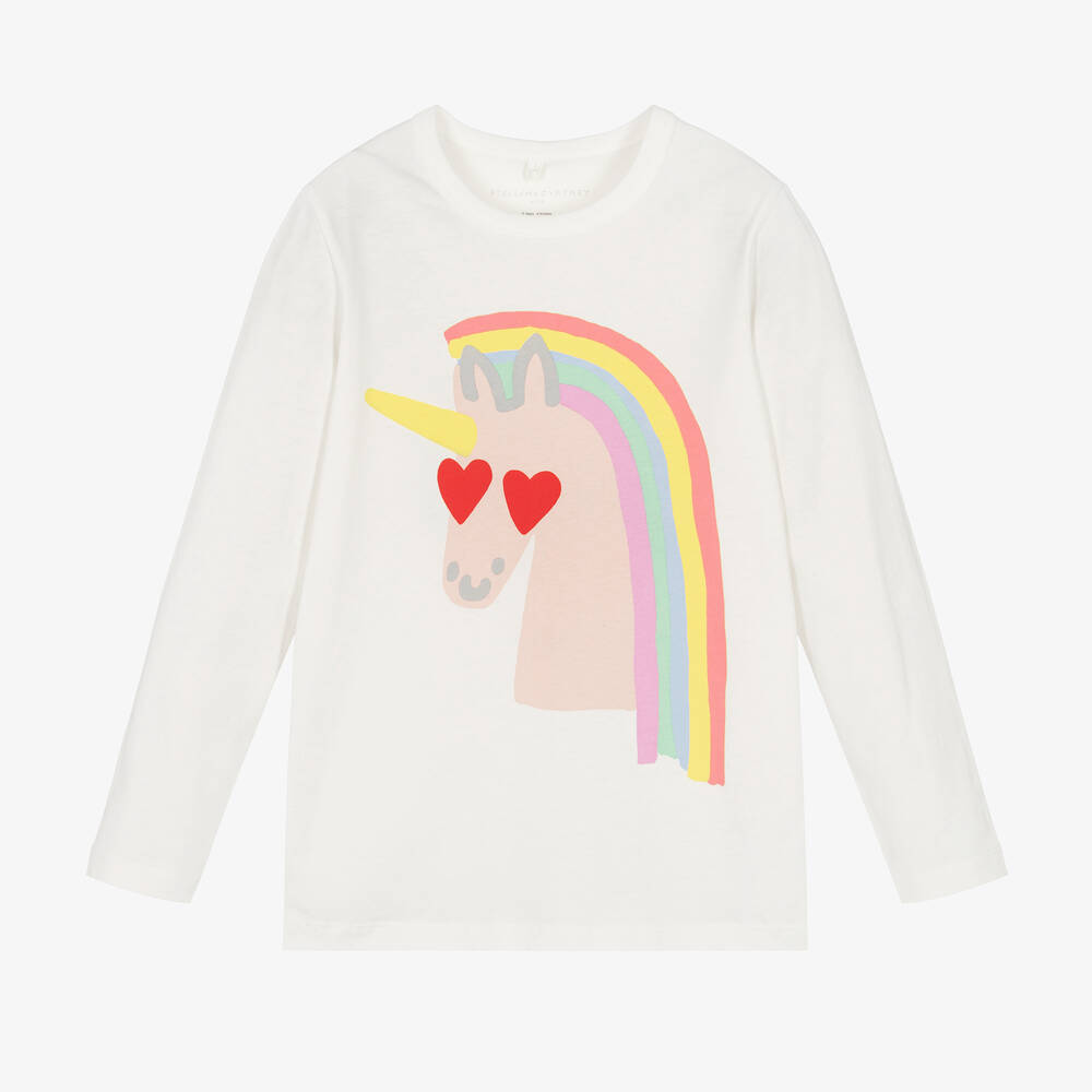 Stella McCartney Kids - Einhorn-Baumwolloberteil Elfenbein | Childrensalon