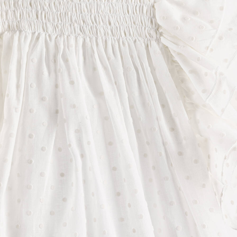 Stella McCartney Kids-Girls Ivory Cotton Ruffle Dress | Childrensalon Outlet