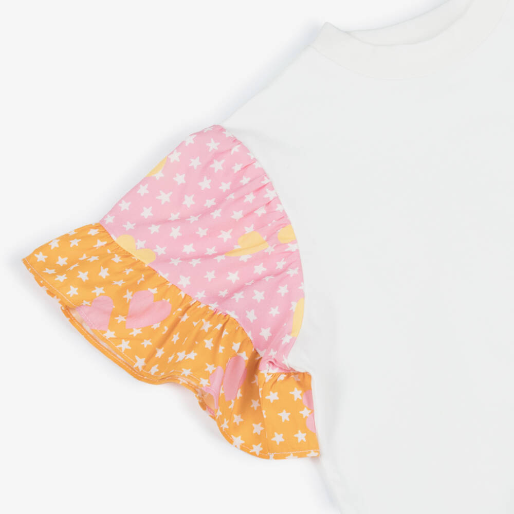 Stella McCartney Kids-Girls Ivory Cotton Ruffle Sleeve T-Shirt | Childrensalon Outlet