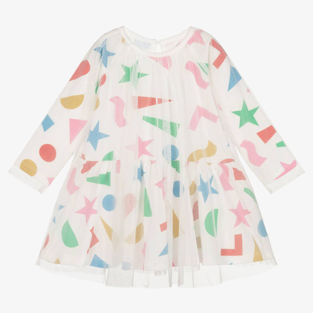 Stella McCartney Kids - Girls Ivory Cotton Shapes Dress | Childrensalon