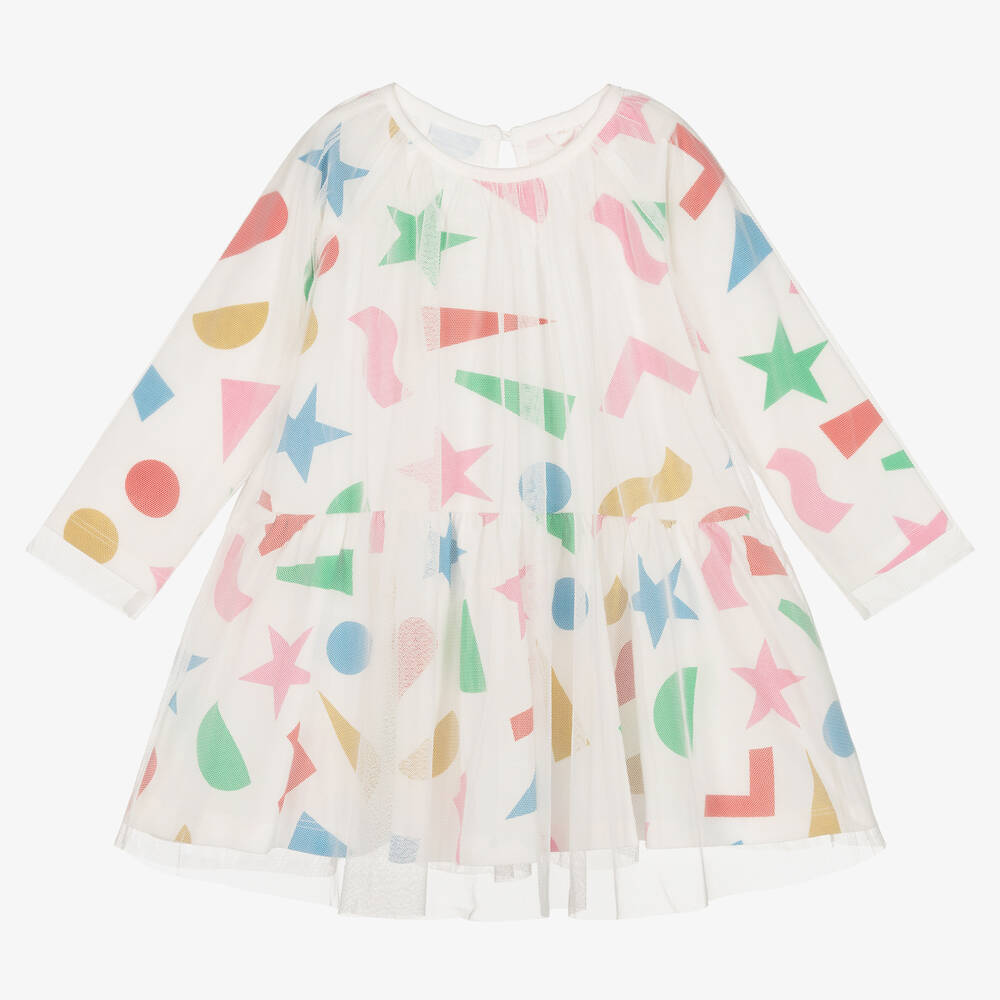 Stella McCartney Kids-Girls Ivory Cotton Shapes Dress | Childrensalon Outlet