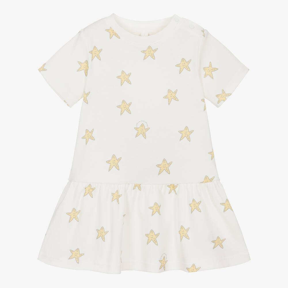 Stella McCartney Kids-Girls Ivory Cotton Star Dress | Childrensalon Outlet