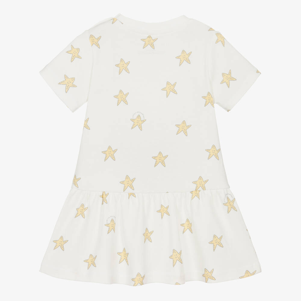Stella McCartney Kids-Girls Ivory Cotton Star Dress | Childrensalon Outlet