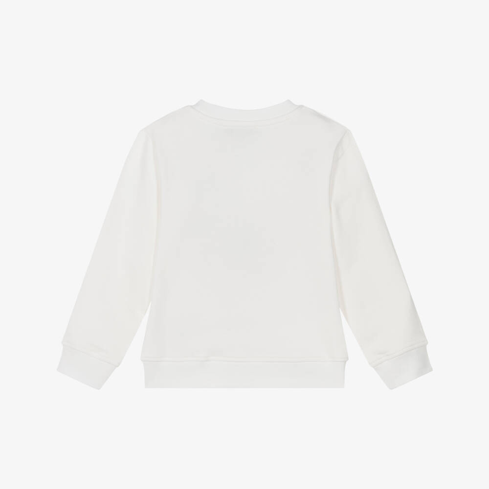 Stella McCartney Kids-Girls Ivory Cotton Sweatshirt with Embroidered Flower Logo | Childrensalon Outlet