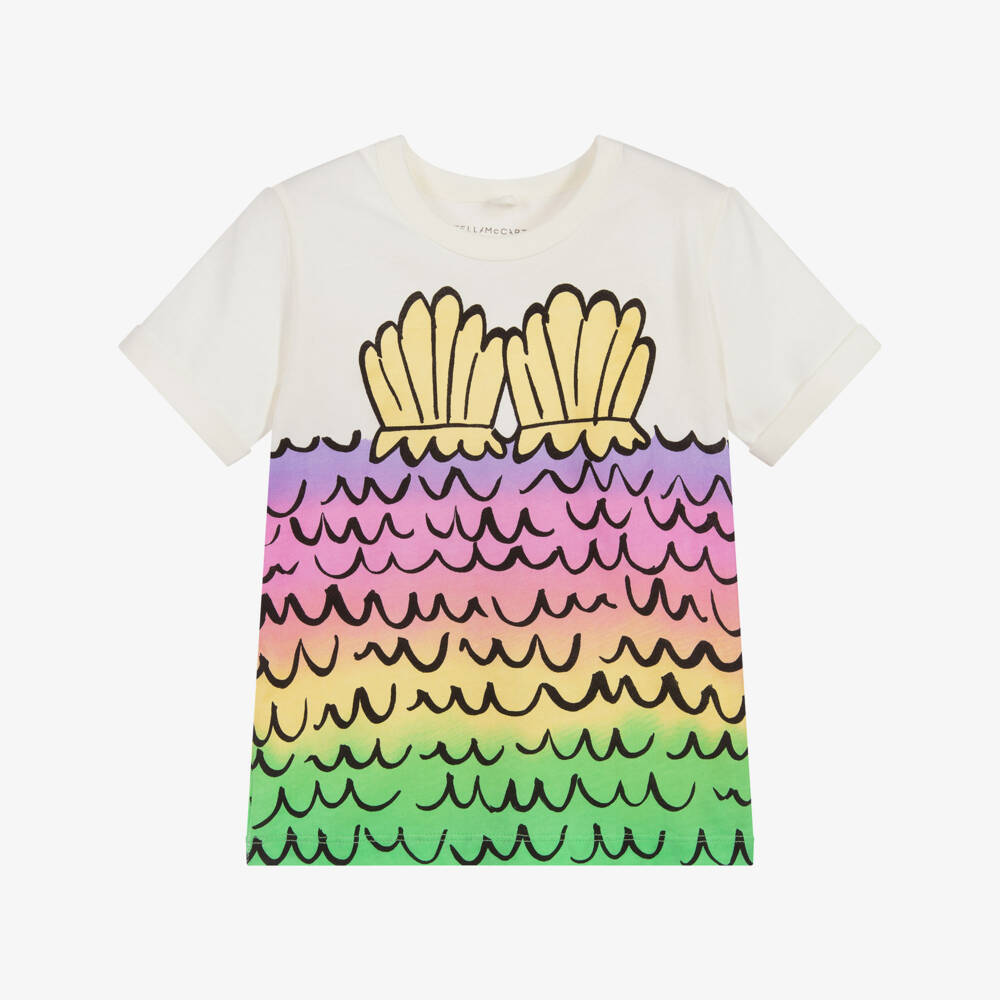 Stella McCartney Kids-Girls Ivory Cotton T-Shirt | Childrensalon Outlet