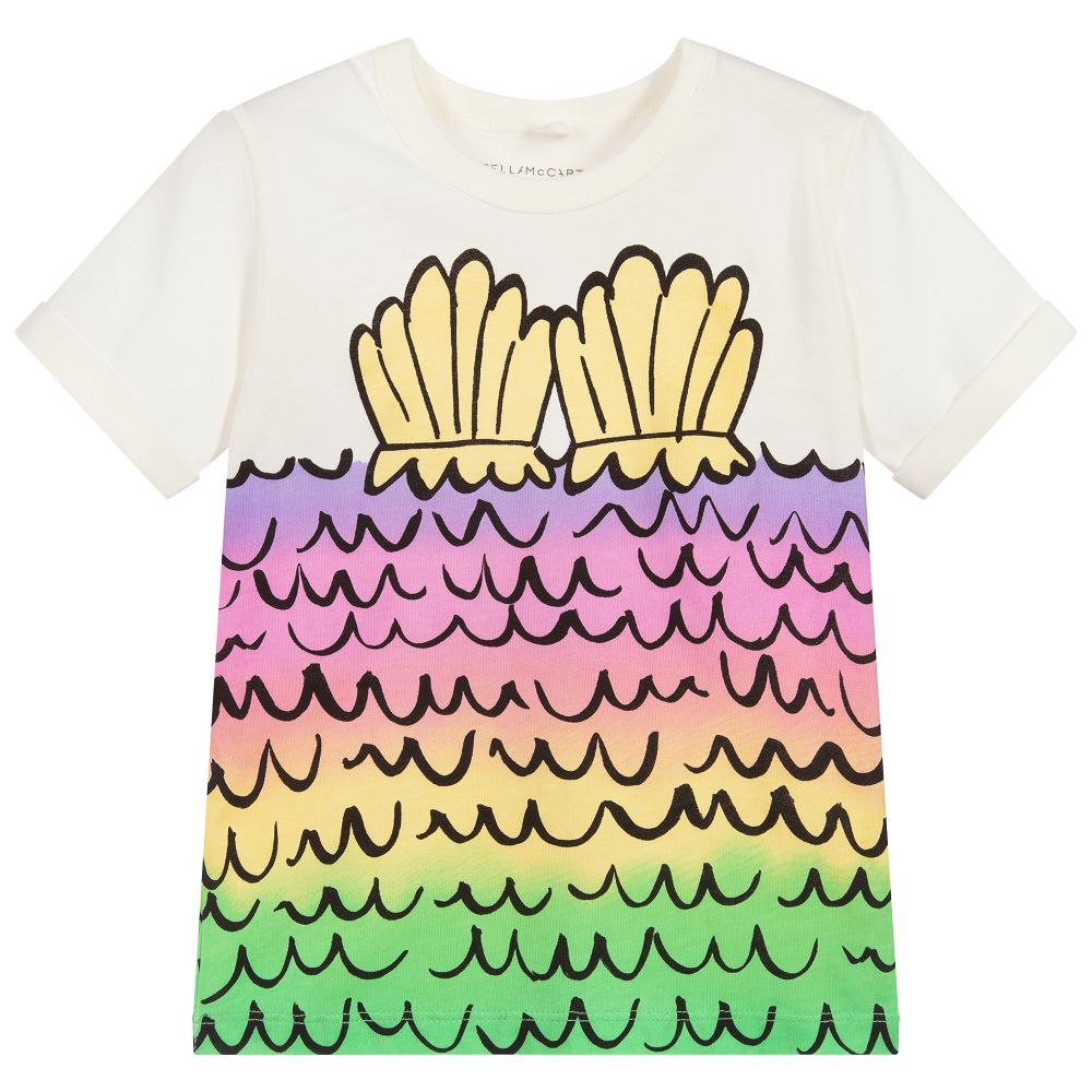 Stella McCartney Kids-Girls Ivory Cotton T-Shirt | Childrensalon Outlet