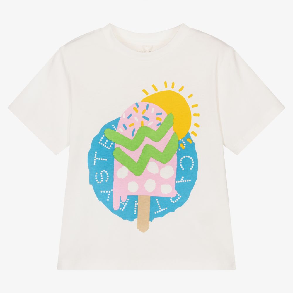 Stella McCartney Kids - Elfenbeinfarbenes Baumwoll-T-Shirt (M) | Childrensalon
