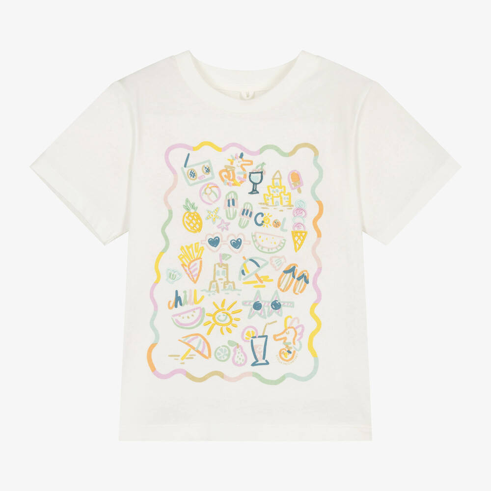 Stella McCartney Kids-Girls Ivory Cotton T-Shirt | Childrensalon Outlet