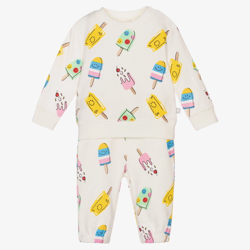 Stella McCartney Kids-Girls Ivory Cotton Tracksuit  | Childrensalon Outlet