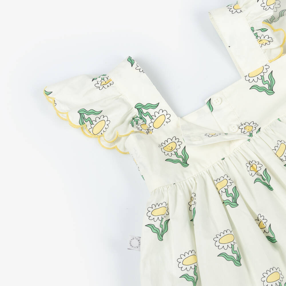Stella McCartney Kids-Girls Ivory Daisy Poplin Dress | Childrensalon Outlet