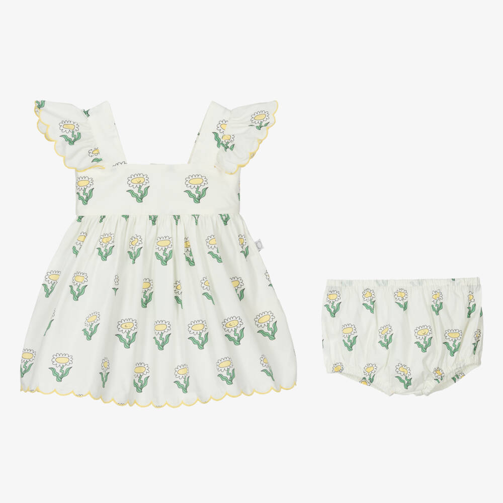 Stella McCartney Kids-Girls Ivory Daisy Poplin Dress | Childrensalon Outlet