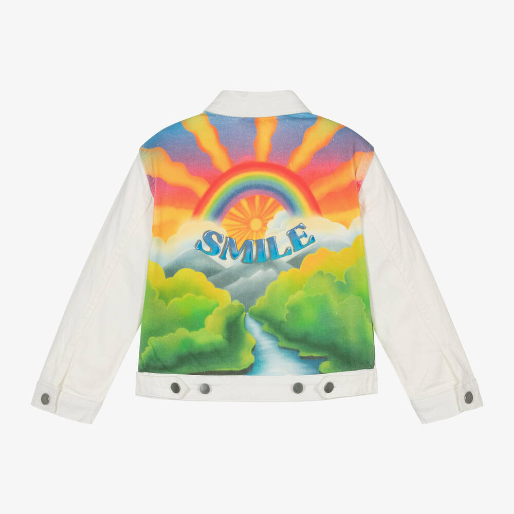 Stella McCartney Kids-جاكيت قطن دنيم عضوي مطرز لون عاجي للبنات | Childrensalon Outlet