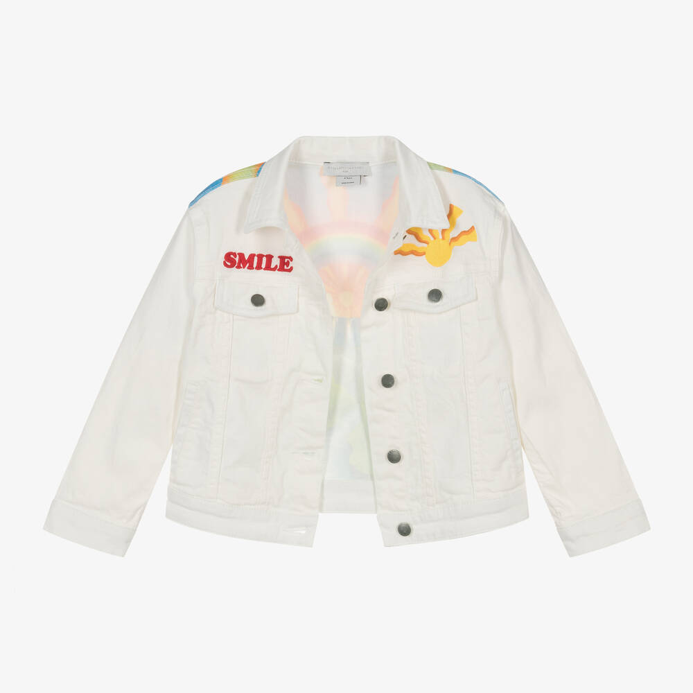 ★Stella McCartney★Girls コットンデニムジャケット/Ivory Stella McCartney Kids - Girls Ivory Denim Sunrise Jacket
