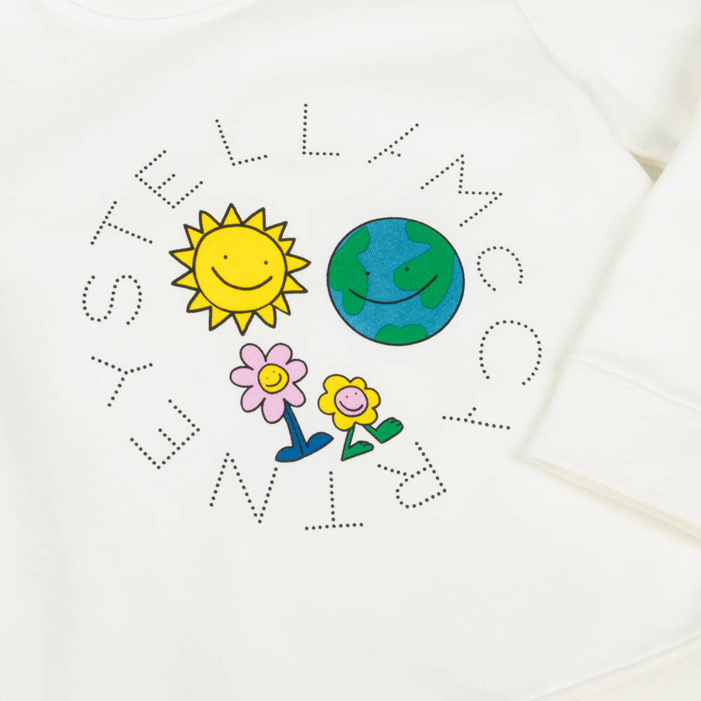 Stella McCartney Kids-بلوزة بيضاء بنقشة الأرض للبنات | Childrensalon Outlet