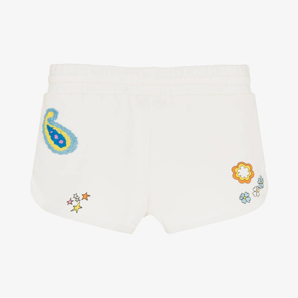 Stella McCartney Kids-Кремовые хлопковые шорты с вышивкой | Childrensalon Outlet