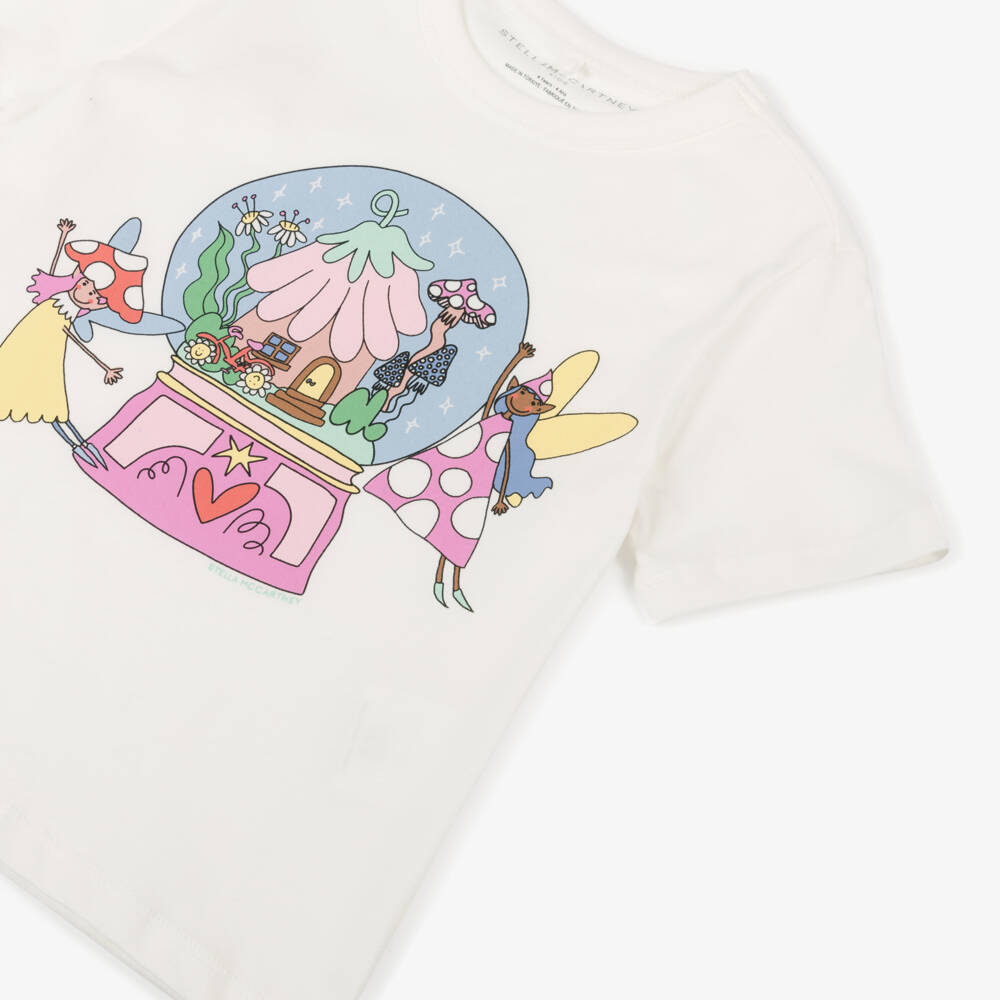 Stella McCartney Kids-Кремовая футболка Fairyland для девочек | Childrensalon Outlet