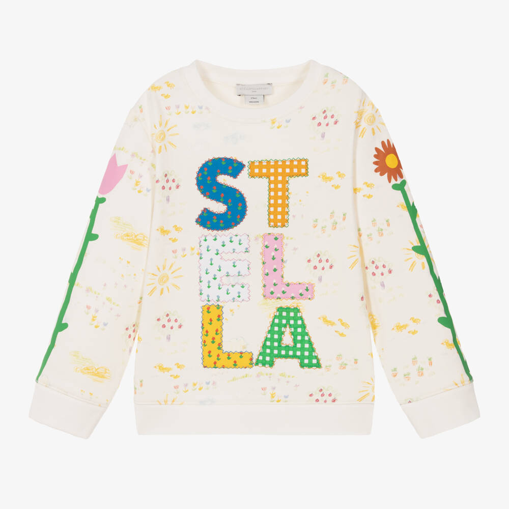 Stella McCartney Kids-Girls Ivory Farm Print Sweatshirt | Childrensalon Outlet