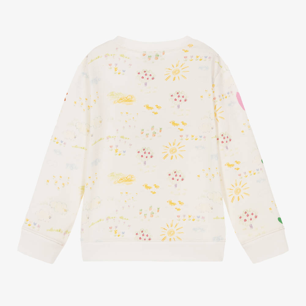 Stella McCartney Kids-Girls Ivory Farm Print Sweatshirt | Childrensalon Outlet