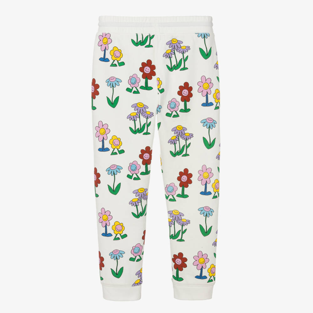 Stella McCartney Kids-Girls Ivory Floral Cotton Joggers | Childrensalon Outlet