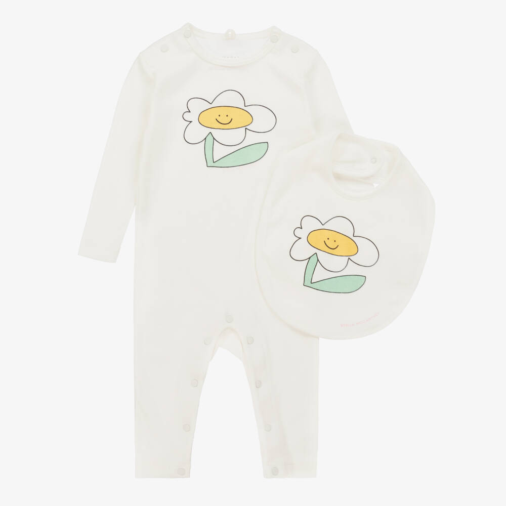 Stella McCartney Kids-Кремовый хлопковый комплект с цветочным узором для девочек | Childrensalon Outlet