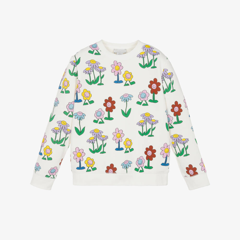 Stella McCartney Kids-Girls Ivory Floral Cotton Sweatshirt | Childrensalon Outlet
