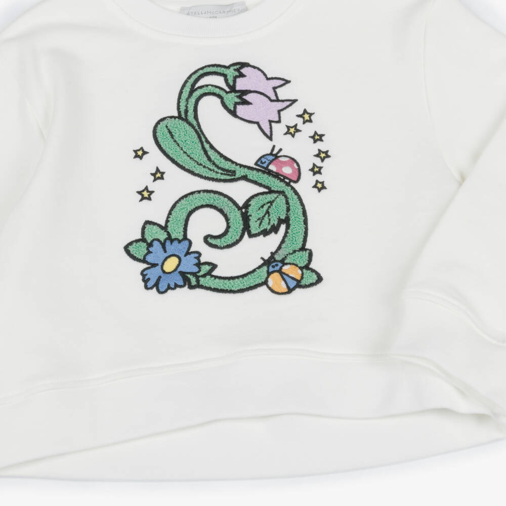 Stella McCartney Kids-Girls Ivory Floral Cotton Sweatshirt | Childrensalon Outlet