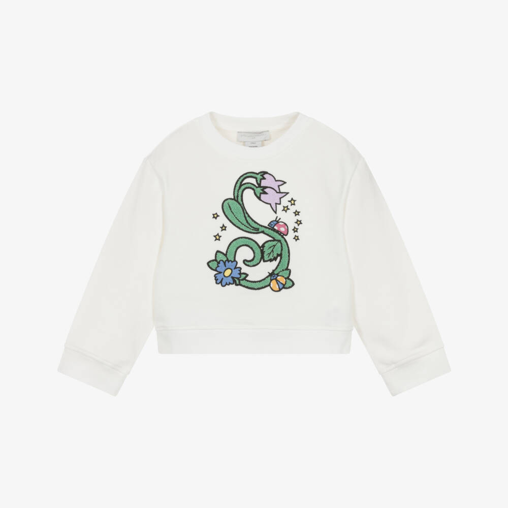 Stella McCartney Kids-Girls Ivory Floral Cotton Sweatshirt | Childrensalon Outlet
