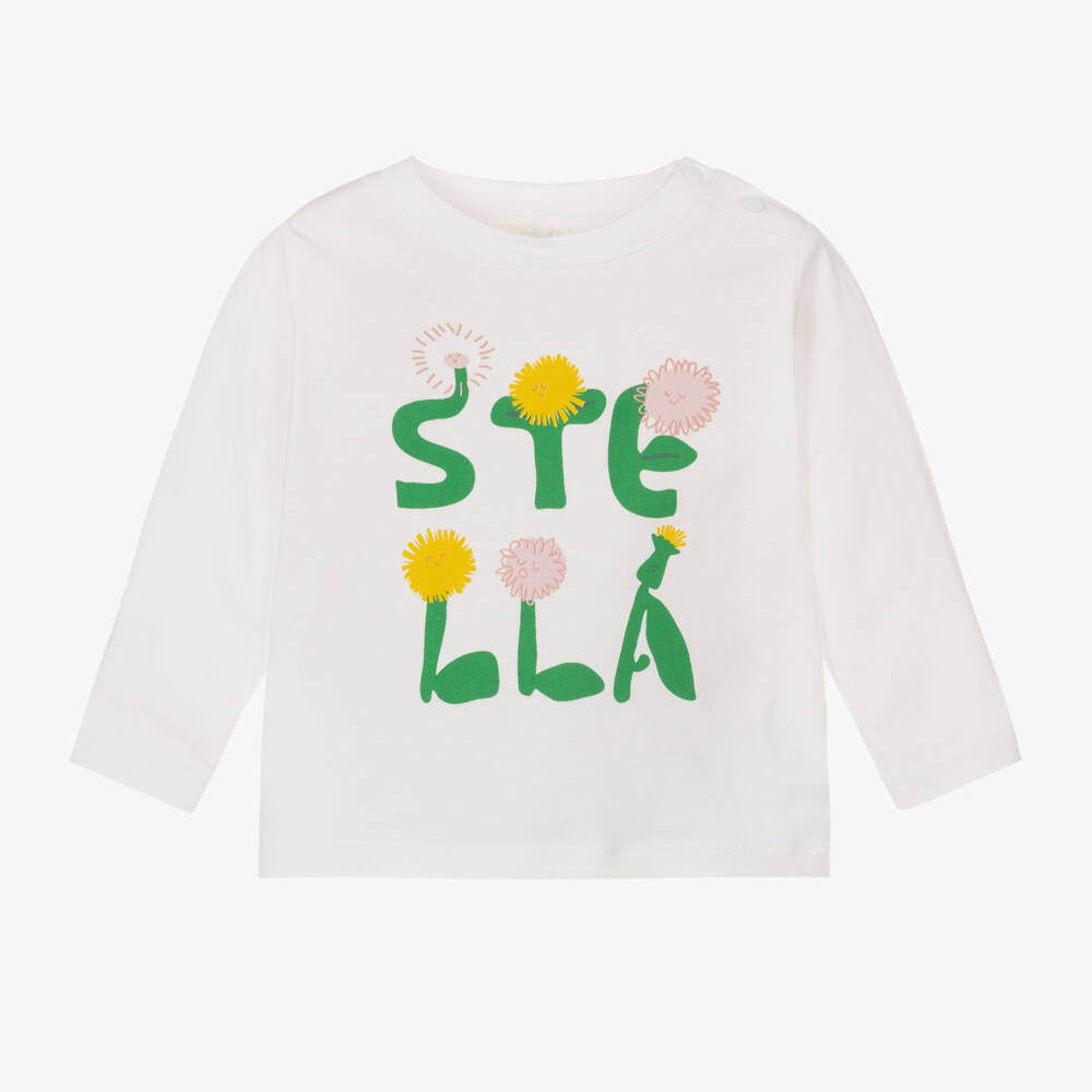 Stella McCartney Kids-Girls Ivory Floral Cotton Tee | Childrensalon Outlet