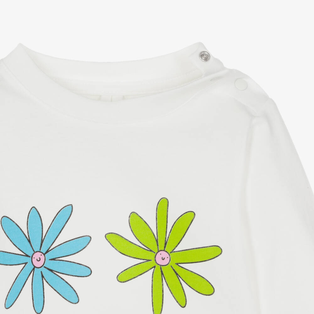 Stella McCartney Kids-Girls Ivory Floral Cotton Top | Childrensalon Outlet