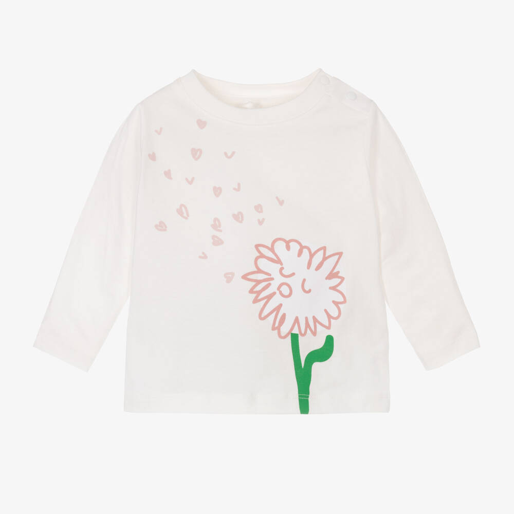 Stella McCartney Kids-Girls Ivory Floral Cotton Top | Childrensalon Outlet