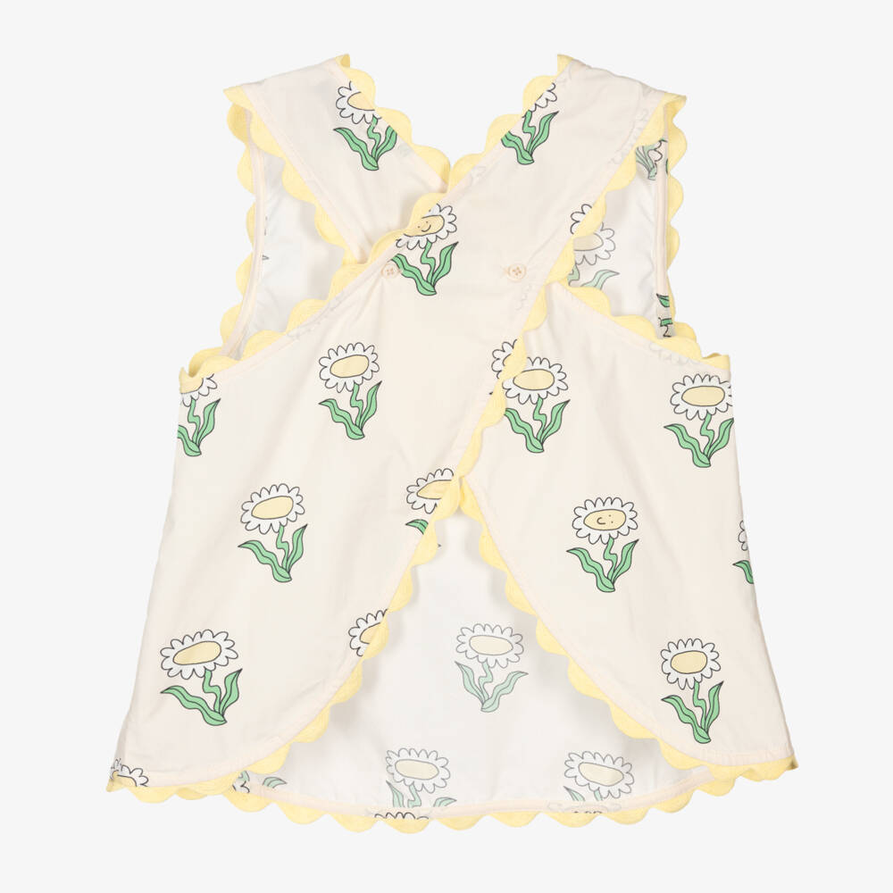 Stella McCartney Kids-بلوزة قطنية عاجية بنقشة زهور للبنات | Childrensalon Outlet