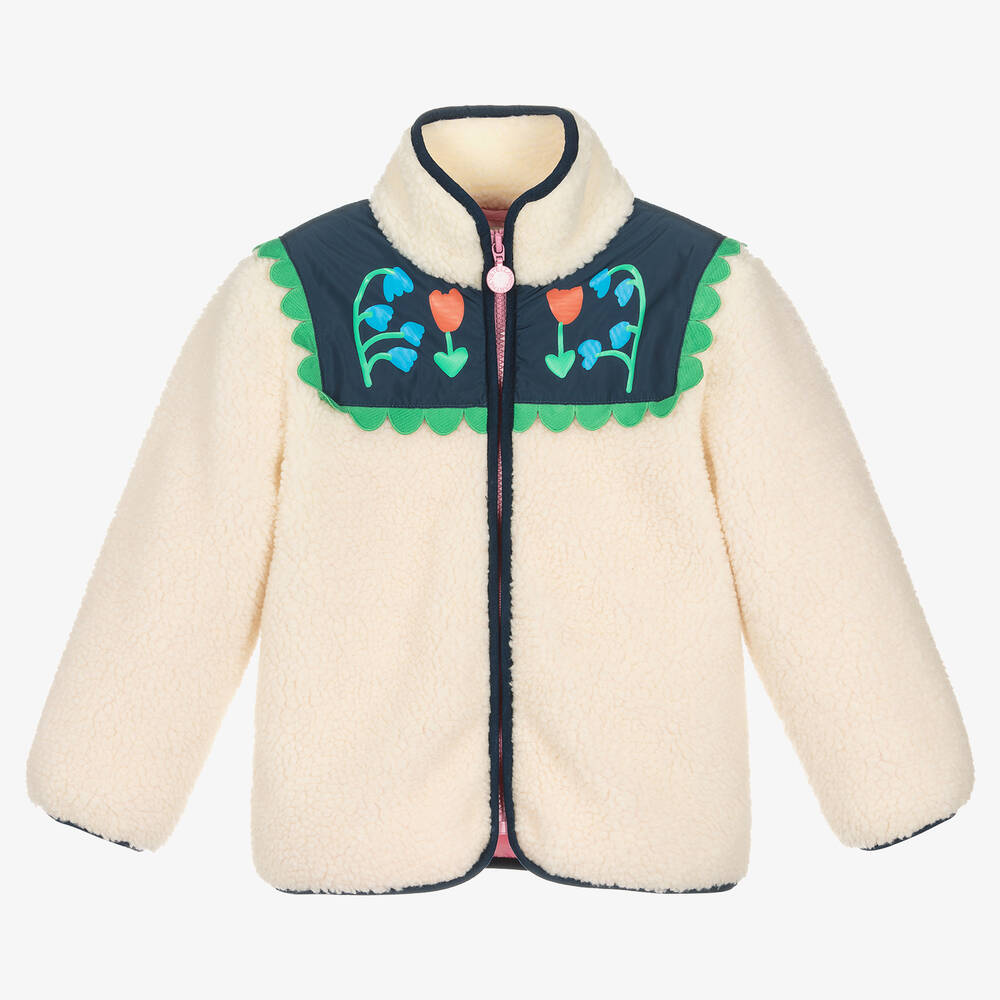 Stella McCartney Kids - جاكيت بطبعة ورود فليس لون عاجي للبنات | Childrensalon