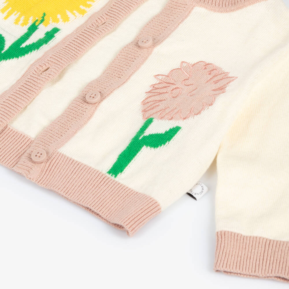 Stella McCartney Kids-Girls Ivory Floral Knit Cardigan | Childrensalon Outlet