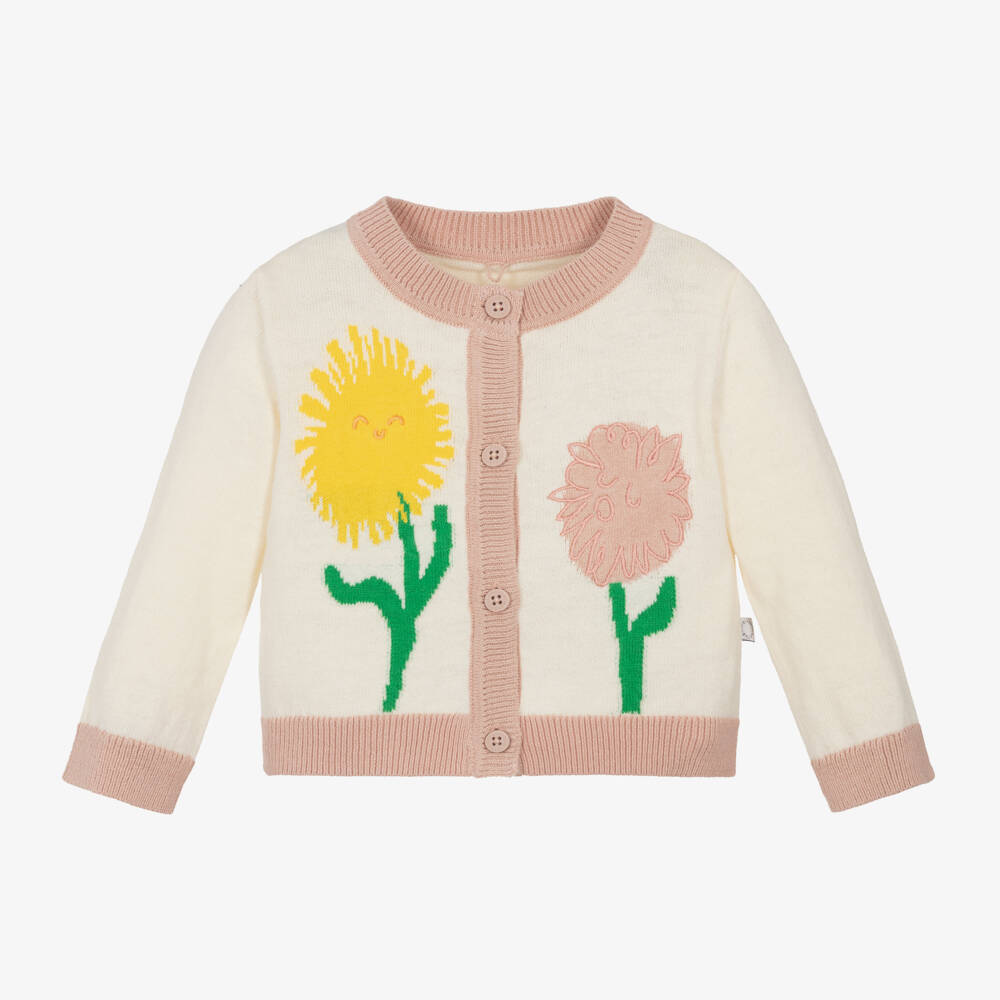 Stella McCartney Kids-Girls Ivory Floral Knit Cardigan | Childrensalon Outlet