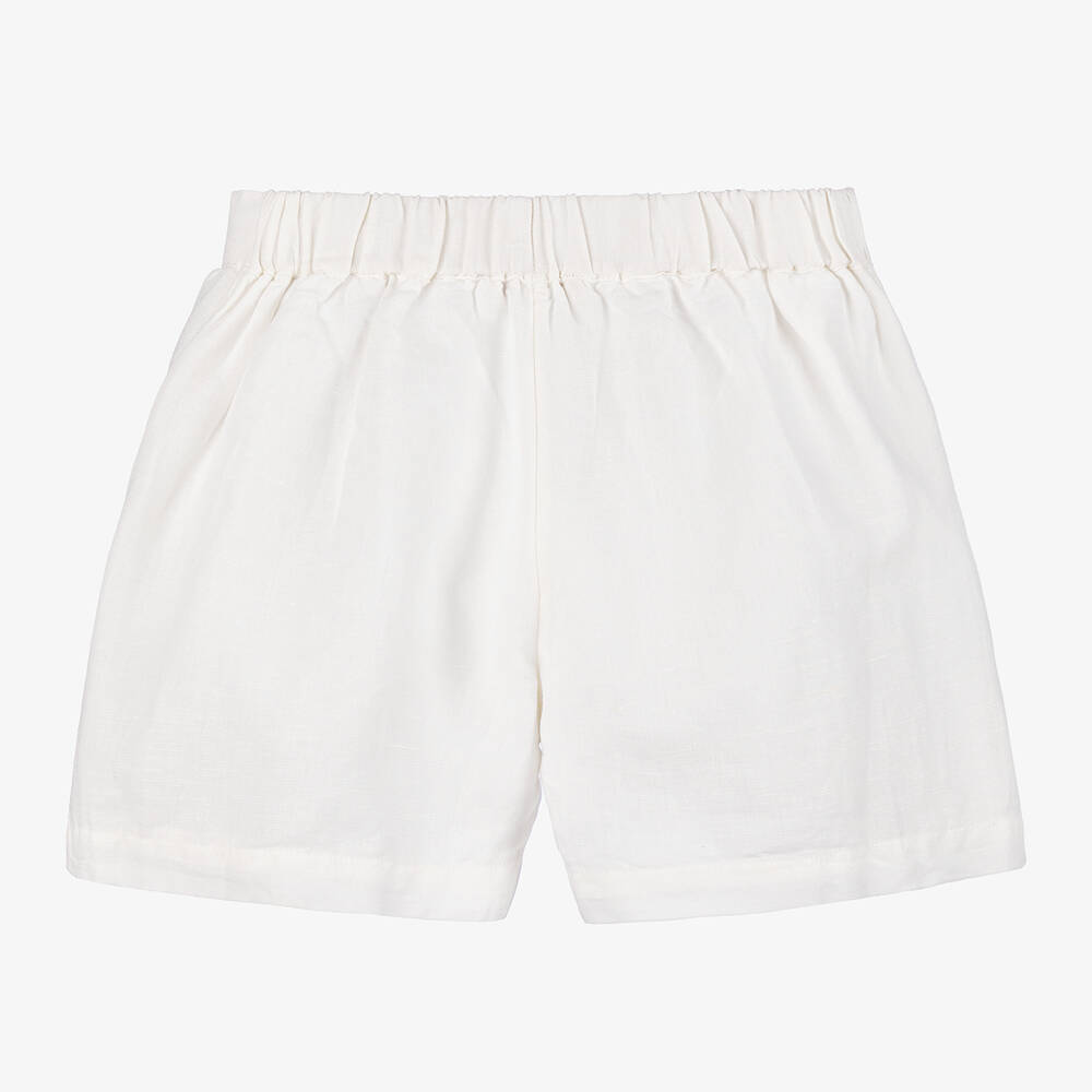 Stella McCartney Kids-Girls Ivory Floral Linen Shorts | Childrensalon Outlet