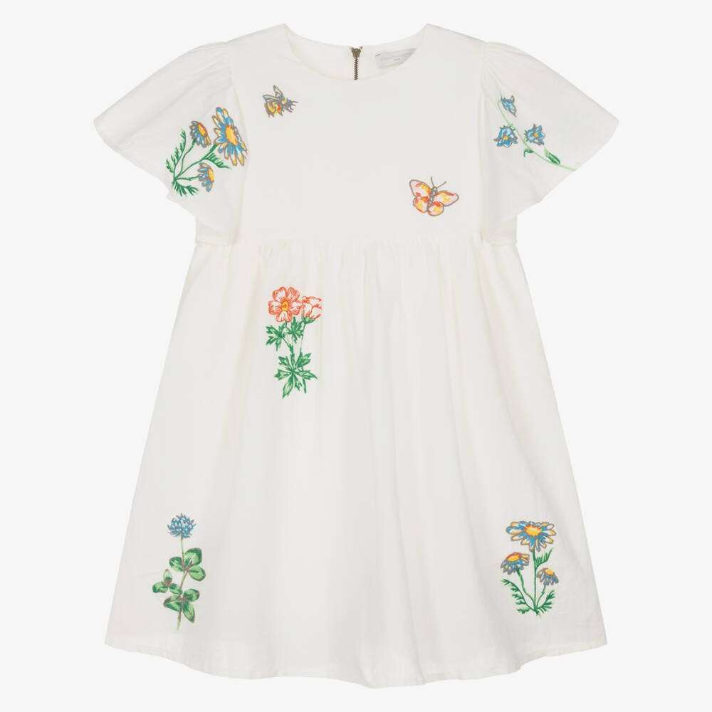 Stella McCartney Kids-فستان عاجي مزين بالزهور للبنات | Childrensalon Outlet