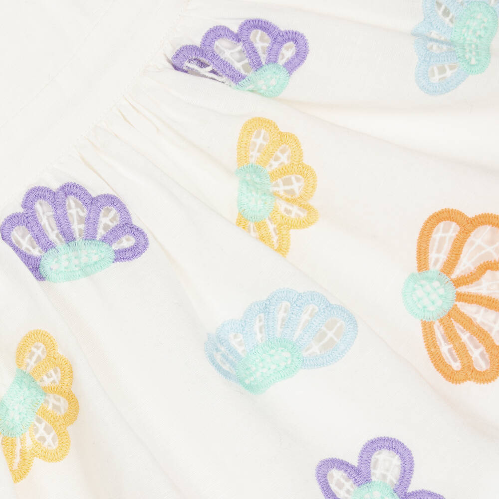 Stella McCartney Kids-Girls Ivory Flower Embroidered Dress | Childrensalon Outlet