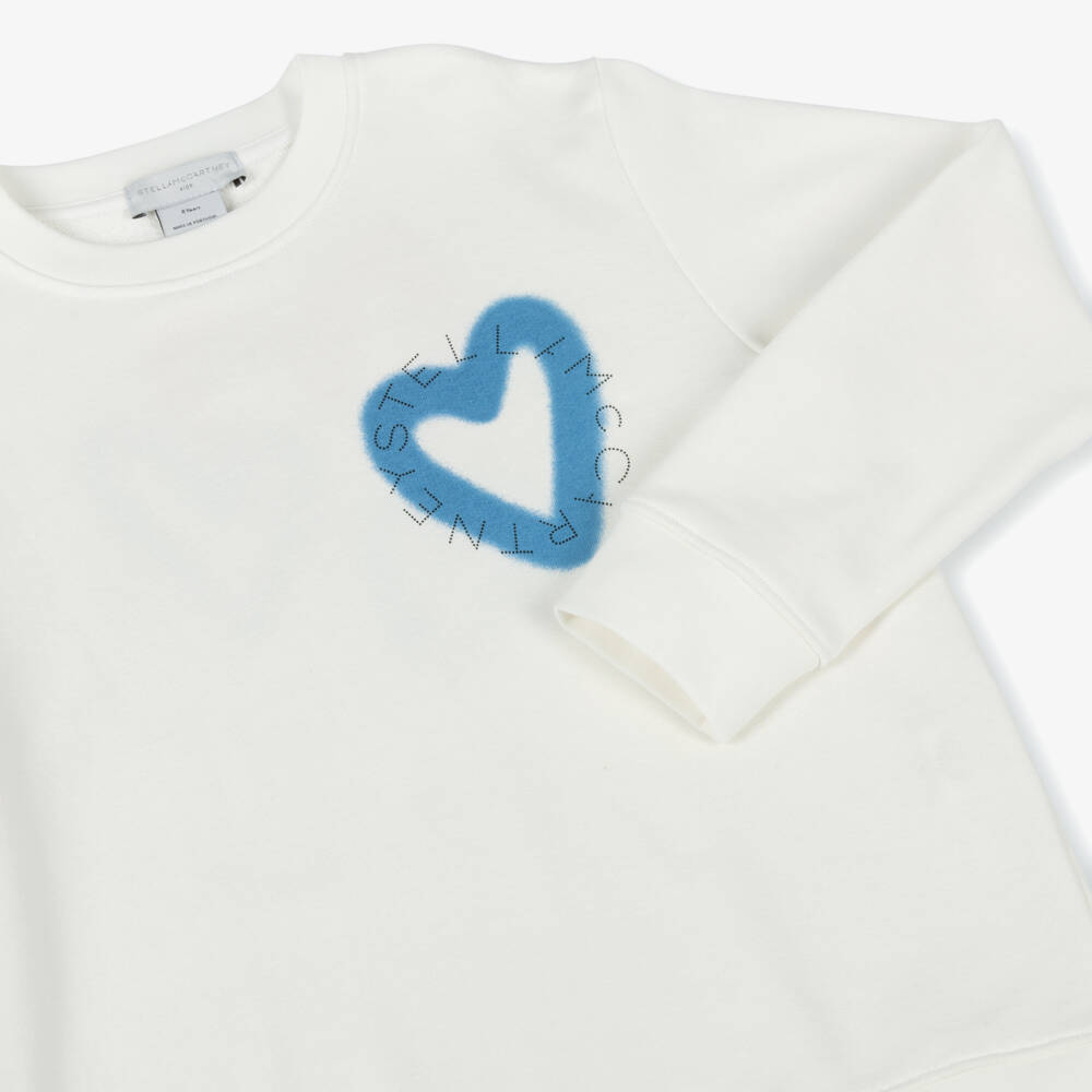 Stella McCartney Kids-Girls Ivory Heart Design Pullover | Childrensalon Outlet