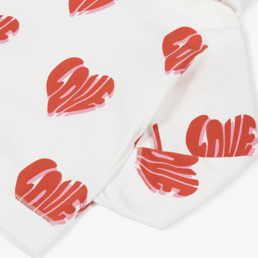 Stella McCartney Kids-هودي عاجي للبنات مزين بقلوب حمراء | Childrensalon Outlet