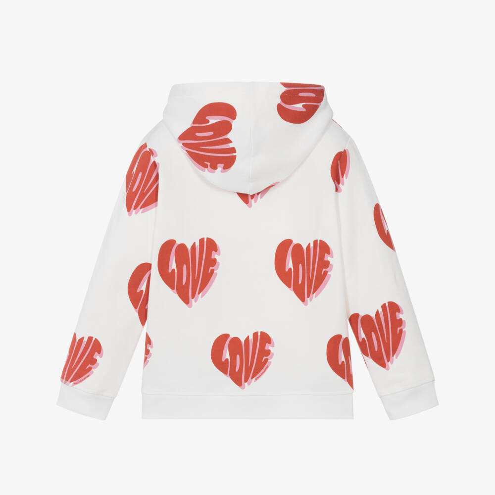 Stella McCartney Kids-Кремовый худи с красными сердцами для девочек | Childrensalon Outlet