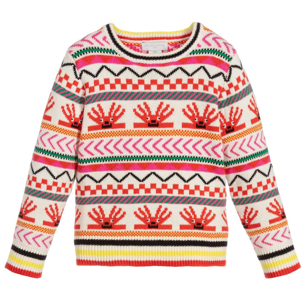 Stella McCartney Kids Christmas Capsule - Girls Ivory Knitted Sweater | Childrensalon