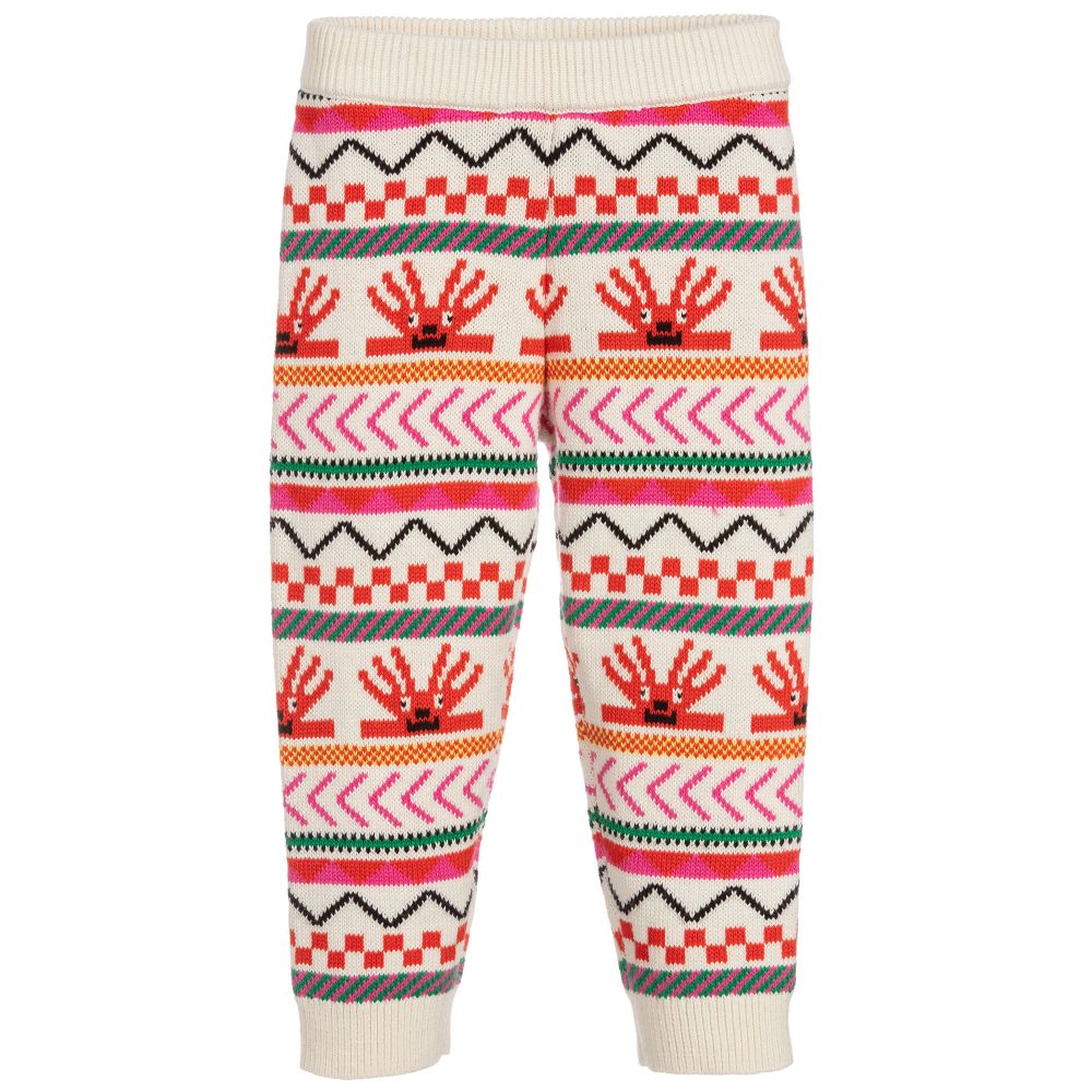 Stella McCartney Kids Christmas Capsule-بنطلون قطن و صوف محبوك لون عاجي للبنات | Childrensalon Outlet
