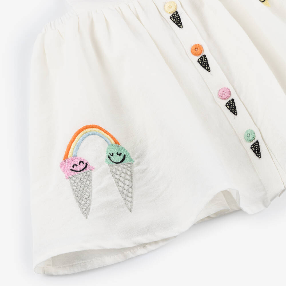 Stella McCartney Kids-Girls Ivory Linen & Cotton Frock | Childrensalon Outlet