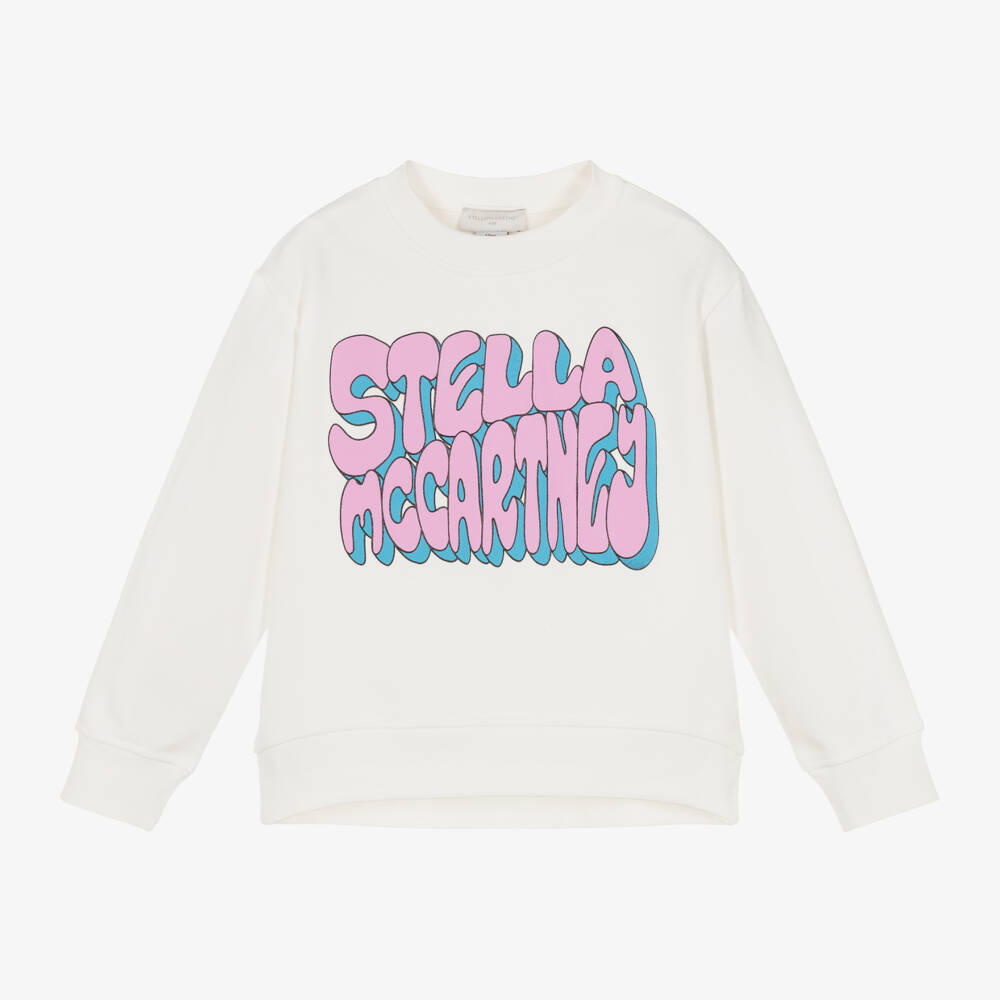 Stella McCartney Kids-Girls Ivory Logo Jumper | Childrensalon Outlet