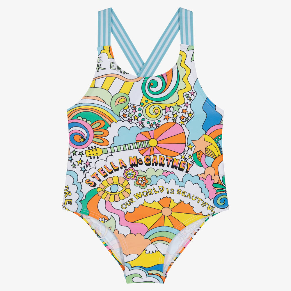 Stella McCartney Kids - Girls Ivory Love to Dream Swimsuit | Childrensalon