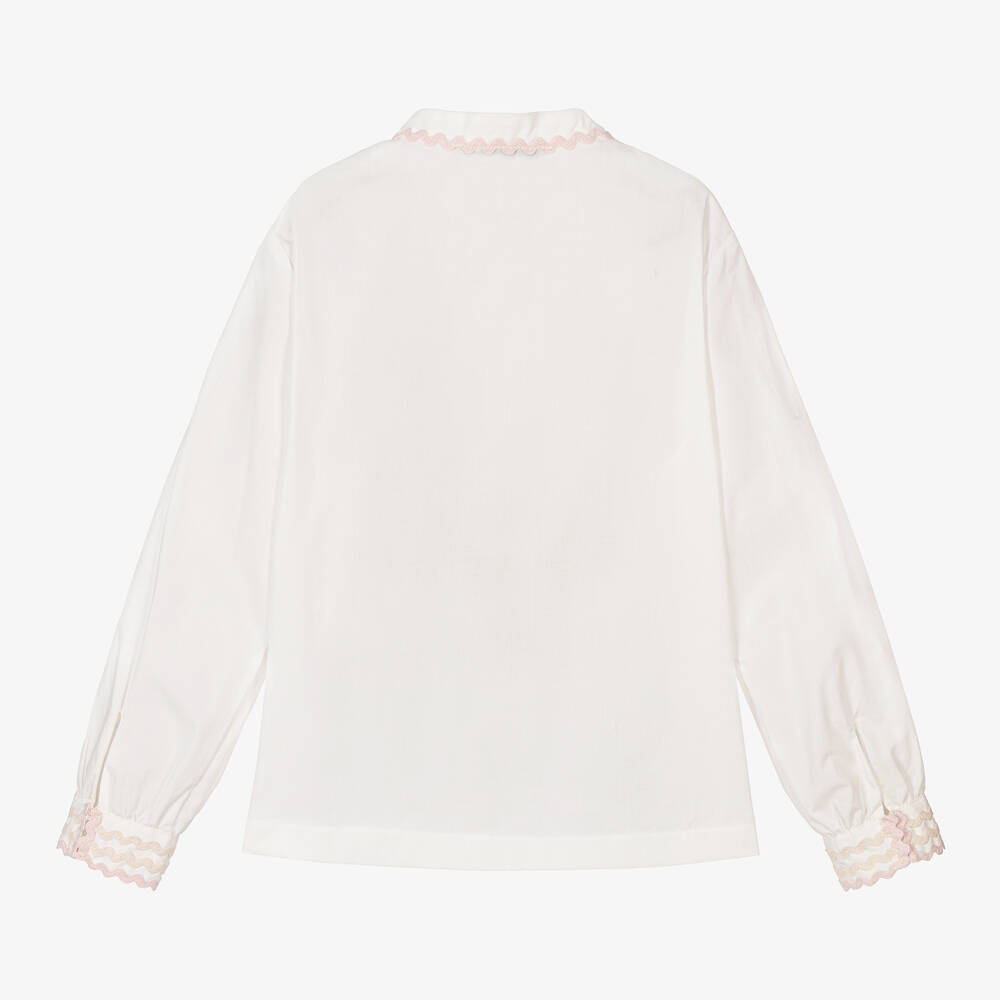 Stella McCartney Kids-بلوز قطن عضوي بوبلين لون عاجي للبنات | Childrensalon Outlet