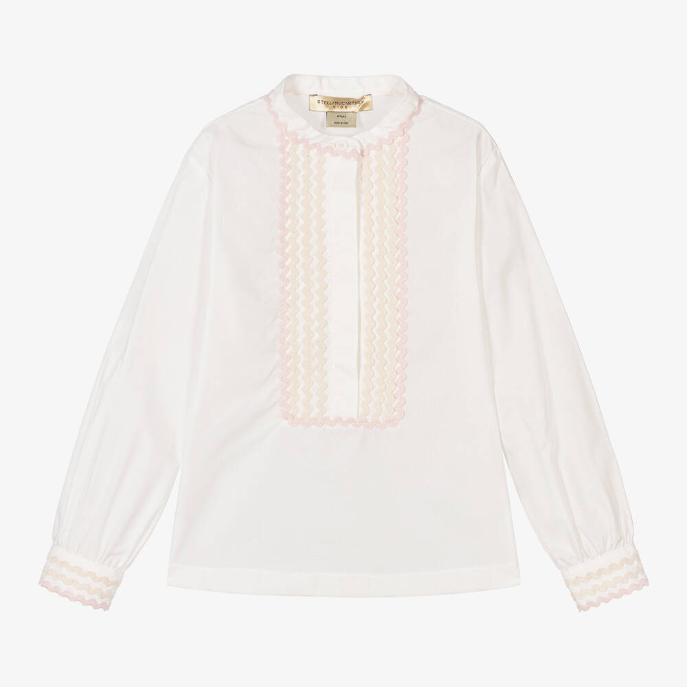 Stella McCartney Kids-بلوز قطن عضوي بوبلين لون عاجي للبنات | Childrensalon Outlet