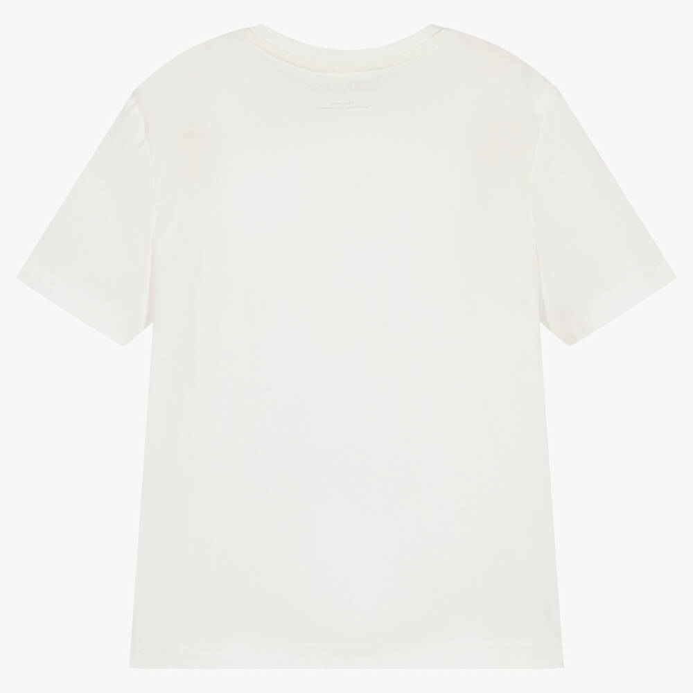Stella McCartney Kids-Кремовая футболка из органического хлопка с цветами | Childrensalon Outlet